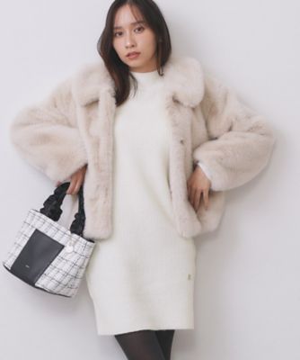 ウール混ケーブルスリーブミニワンピース【洗濯機OK