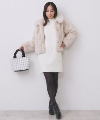 ウール混ケーブルスリーブミニワンピース【洗濯機OK