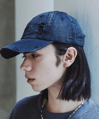 ダメージ加工ブルーキャップ embroidery damage cap 刺繡ダメージキャップ J0245 | jeMMENER