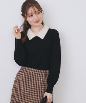 今季新品♡衿ビジュー付ニットアンサンブル 新品♡ビジュー襟つきニットアンサンブル 【公式通販】