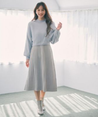 ラメフェザープルオーバーセット ニットワンピース【洗濯機OK