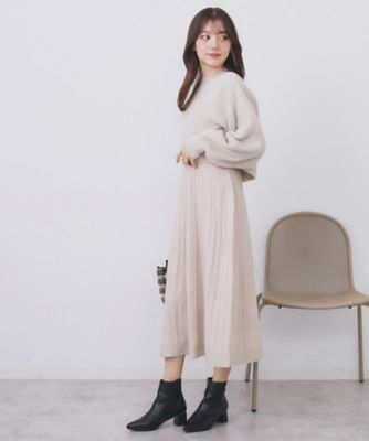 ラメフェザープルオーバーセット ニットワンピース【洗濯機OK