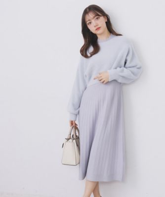 ラメフェザープルオーバーセット ニットワンピース【洗濯機OK