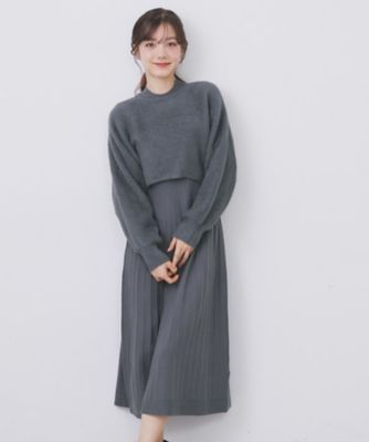 ＜index (Women)＞ラメフェザープルオーバーセット　ニットワンピース【洗濯機ＯＫ】《ＸＳ～ＬＬ》（２００２５５１６４４）