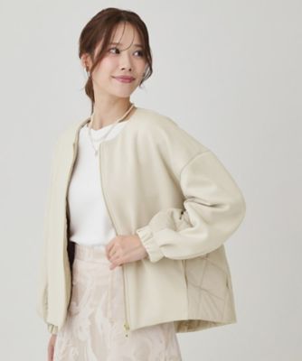 中綿キルティング】異素材ドッキングのブルゾン