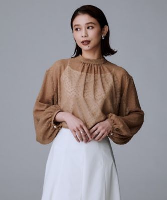 エレガント／重ね着やスーツブラウスに／シアー】ドットジャカード