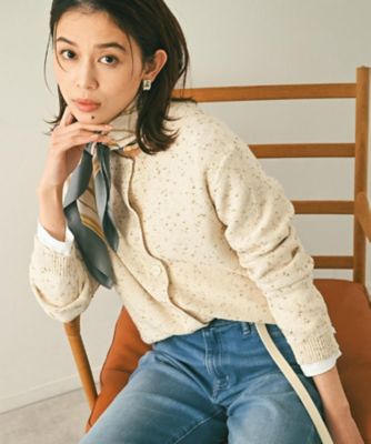 ＜UNTITLED L (Women/大きいサイズ)＞【洗える／すっきり丈】ラメノット　ニットカーディガン（２００２５５２２４１）