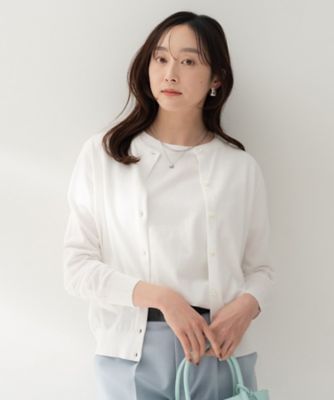 ＜UNTITLED (Women)＞【９色展開／アンサンブル可／洗える】コットンクルーネックカーディガン（２００２５５２２４４）