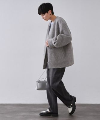 もこもこノーカラージップミドルコート【洗える