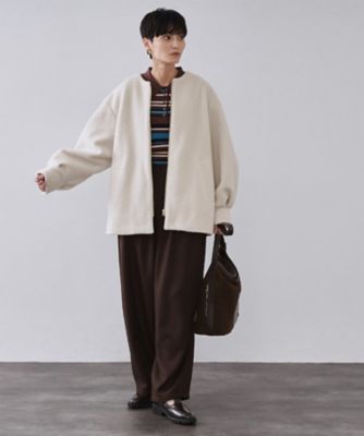 （試着のみ）オペークドットクリップ　もこもこノーカラージップミドルコート もこもこノーカラージップミドルコート【洗える