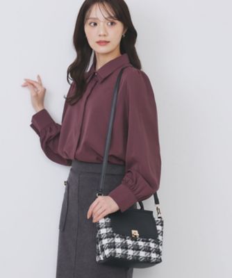 2WAY】ラメツイードチェックコンビミドルハンドバッグ