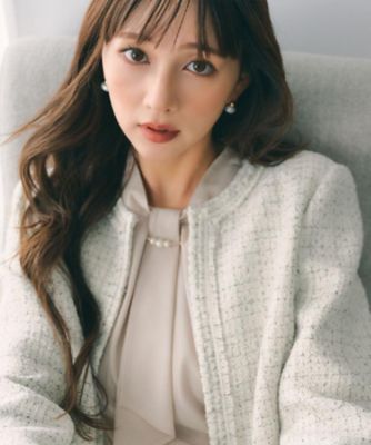 ≪通勤・セレモニー／セットアップ対応≫ノーカラーツイードジャケット