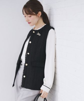 ＜index (Women)＞ファンシーツイードペプラムジレ【洗える】（２００２５５２４９４）