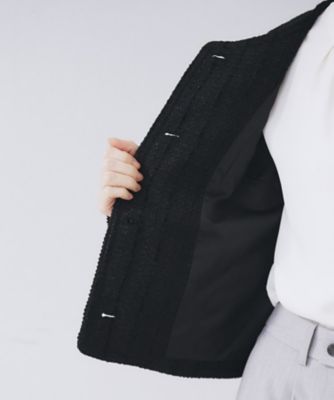 ファンシーツイードノーカラージャケット【洗える