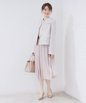 ファンシーツイードノーカラージャケット【洗える