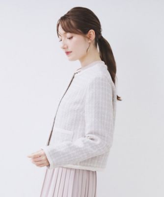 ファンシーツイードノーカラージャケット【洗える