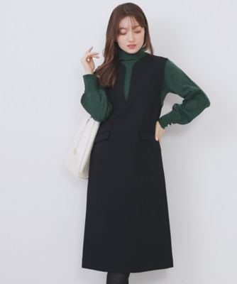 キーネックジャンスカ【洗濯機OK／防シワ／イージーアイロン