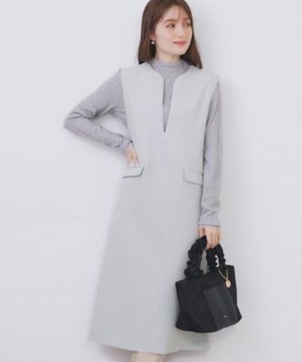 キーネックジャンスカ【洗濯機OK／防シワ／イージーアイロン