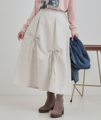 SHOO LA RUE (Women)/シューラルー リボンタック ピーチ起毛 フレアスカート(2002552589) シロ004 ロングスカート【三越伊勢丹/公式】