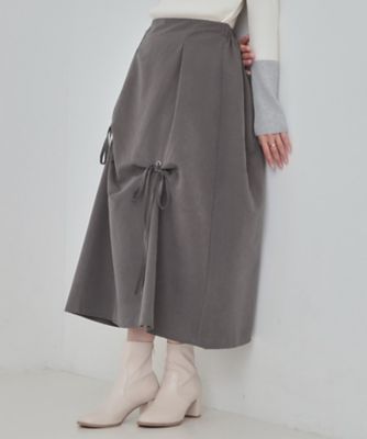 SHOO LA RUE (Women)/シューラルー リボンタック ピーチ起毛 フレアスカート(2002552589) グレー014 ロングスカート【三越伊勢丹/公式】