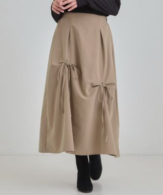 SHOO LA RUE (Women)/シューラルー リボンタック ピーチ起毛 フレアスカート(2002552589) ベージュ052 ロングスカート【三越伊勢丹/公式】