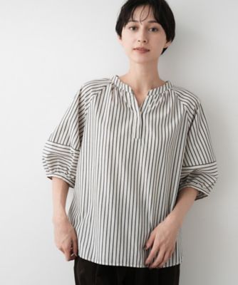 ＜Dessin (Women)＞【洗える／五分袖】ランタンスリーブスキッパーネックブラウス（２００２５５２６２１）