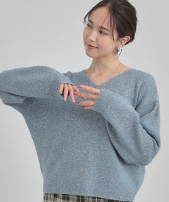 S－LL】きらっと華やぐ 大人のスパンコールニット