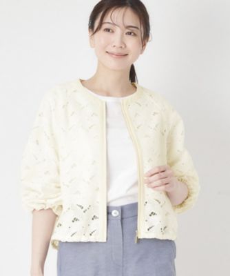 ＜CORDIER (Women)＞【洗える】グレースリーフレースブルゾン（２００２５５２８８６）
