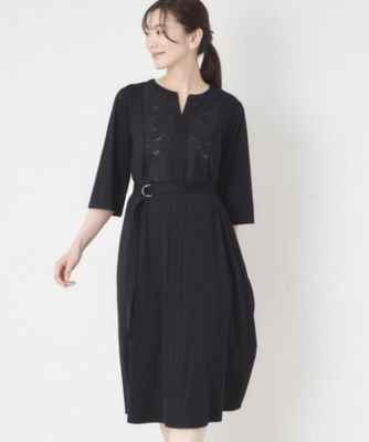 ＜CORDIER (Women)＞【接触冷感／夏のハレ服／Ｍ～３Ｌサイズ／洗える】華やかレースジャージワンピース（２００２５５２８８９）