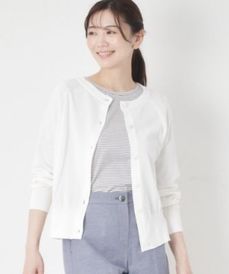 ＜CORDIER (Women)＞【Ｍ～４Ｌサイズ／洗える】シアー丸首カーディガン（２００２５５２８９３）