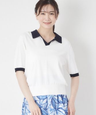 ＜CORDIER (Women)＞【Ｍ～４Ｌサイズ／洗える】ポロニットプルオーバーニット（２００２５５２８９７）