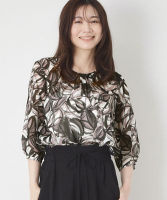 ＜CORDIER (Women)＞【Ｍ～４Ｌサイズ／洗える／セットアップ】グレースリーフプリントブラウス（２００２５５２８９８）