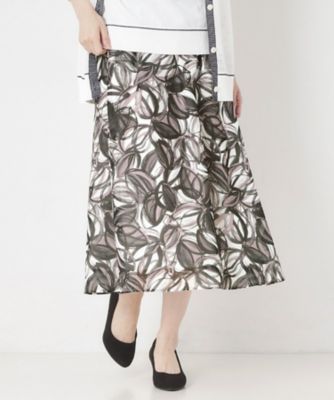 ＜CORDIER (Women)＞【Ｍ～３Ｌサイズ／洗える／セットアップ】グレースリーフプリントスカート（２００２５５２８９９）