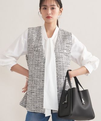 2点セット／洗える／セレモニー】ツイードジレ＆ボウタイブラウス