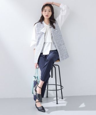 2点セット／洗える／セレモニー】ツイードジレ＆ボウタイブラウス