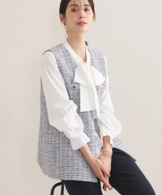 2点セット／洗える／セレモニー】ツイードジレ＆ボウタイブラウス