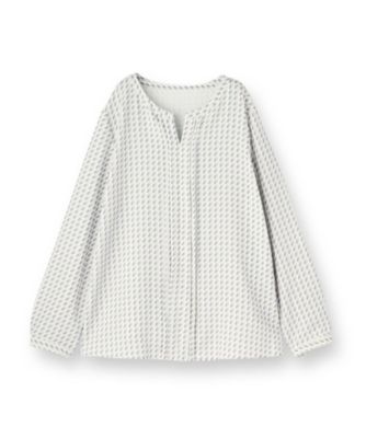 セレモニー／洗える／透けにくい】ジオメ柄プリントブラウス