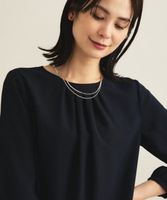 セレモニー／洗える／透けにくい】ダイヤ柄プリントブラウス