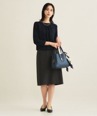 セレモニー／洗える／透けにくい】ダイヤ柄プリントブラウス