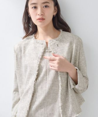 ＜INDIVI (Women)＞【軽量／セレモニー／ＳＥＴＵＰ可能】ストレッチツイードジャケット（２００２５５２９５５）