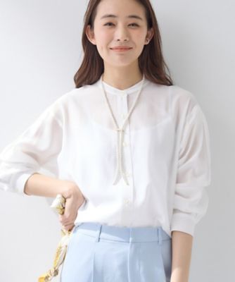 ＜INDIVI L (Women/大きいサイズ)＞【２ＷＡＹ／シアー】バイアスチェック柄＆無地　カシュクールシャツ（２００２５５２９６６）