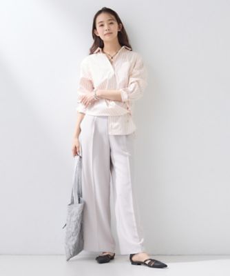 2WAY／洗える】ラメストライプ コットン混シャツ