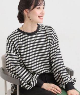 ＜SHOO LA RUE (Women)＞【Ｓ－ＬＬ／洗濯機可】マルチボーダー　ミニ裏毛トップス（２００２５５３０４０）