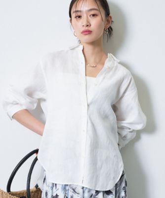 ＜INDIVI L (Women/大きいサイズ)＞【接触冷感／２ＷＡＹ】カシュクールリネンシャツ（２００２５５３０６４）
