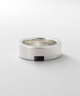 シルバー オニキス バケットカットフラットリング