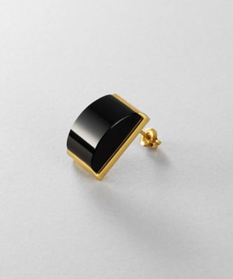 シルバー オニキス バフトップカットピアス GP