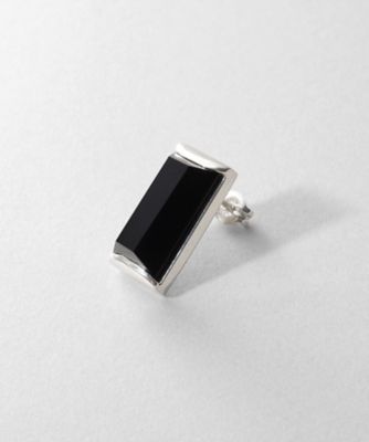 シルバー オニキス バケットカットスタッドピアス