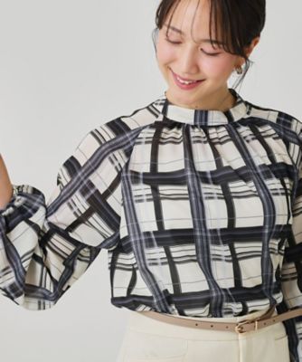 COUP DE CHANCE (Women)/クードシャンス【手洗い可/日本製】チェック柄ブラウス(2002553141) グレー313 トップス【三越伊勢丹/公式】