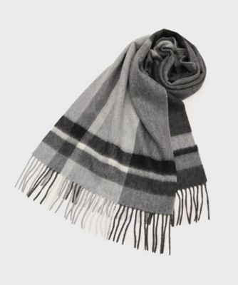 TAKEO KIKUCHI (Men)/タケオキクチ カシミヤ100 パネルチェックマフラー(2002553142) クロ219 ネックウォーマー【三越伊勢丹/公式】