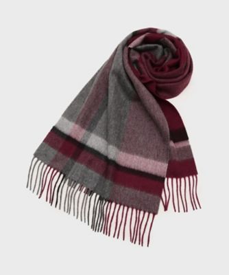 洗えるカシミヤ】 ピュアカシミヤ パネルチェックマフラー